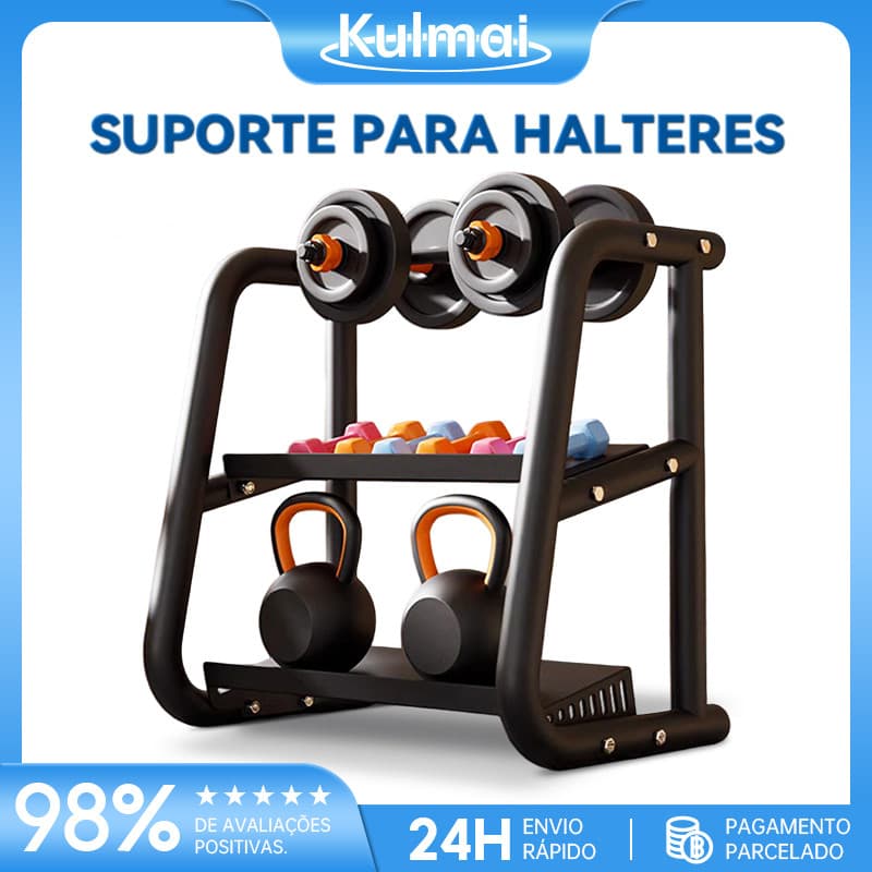Prateleira de Armazenamento Doméstica Multifuncional de Três Camadas para Halteres - Organização e Arrumação