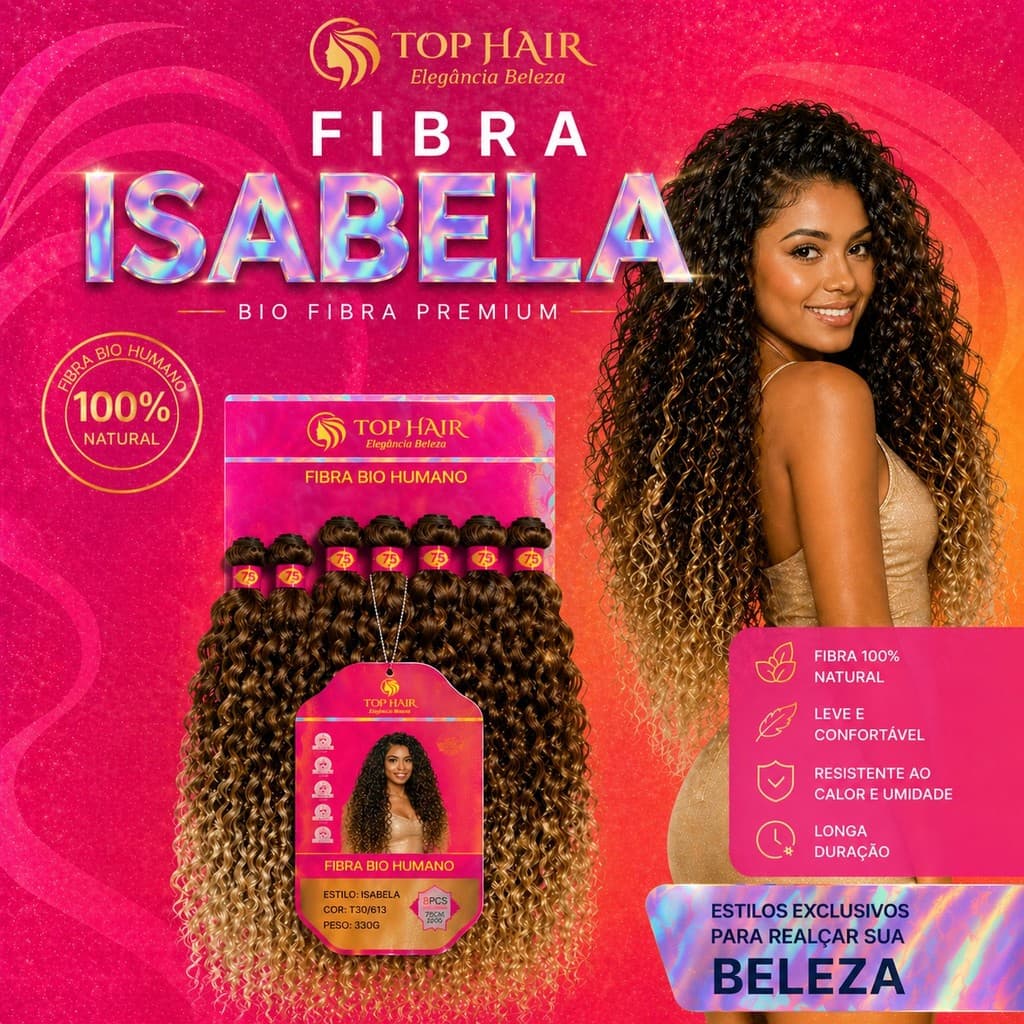 Top Hair Cabelo Cacheada 9peças 65/70/75cm Fibra Bio Humano Para Trança Crochet Box Braids Twist Jumbo Volume ISABELA