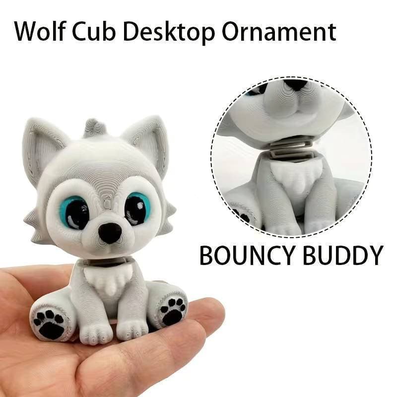 [THEBR] Boneca Lobo Retrô Impressa Em 3D Com Cabeça Móvel , Decoração De Carro E Enfeite De Mesa , Modelo Fofo , Present