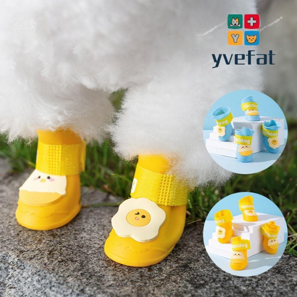 YVEFAT 4 Unidades/Conjunto Bota De Chuva Para Animais De Estimação , Sapatos Antiderrapantes De Silicone Cães , Protetor