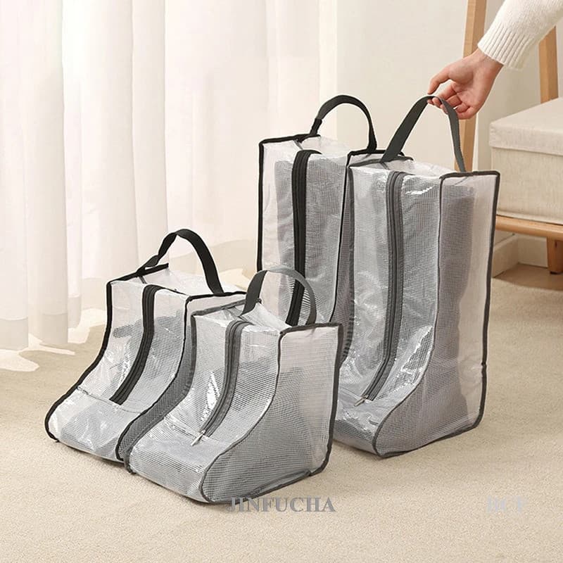 Saco De Armazenamento Jinfucha Boot À Prova D'água Proteção Transparente De Poeira Para Sapatos Com Zíper Portátil Botas