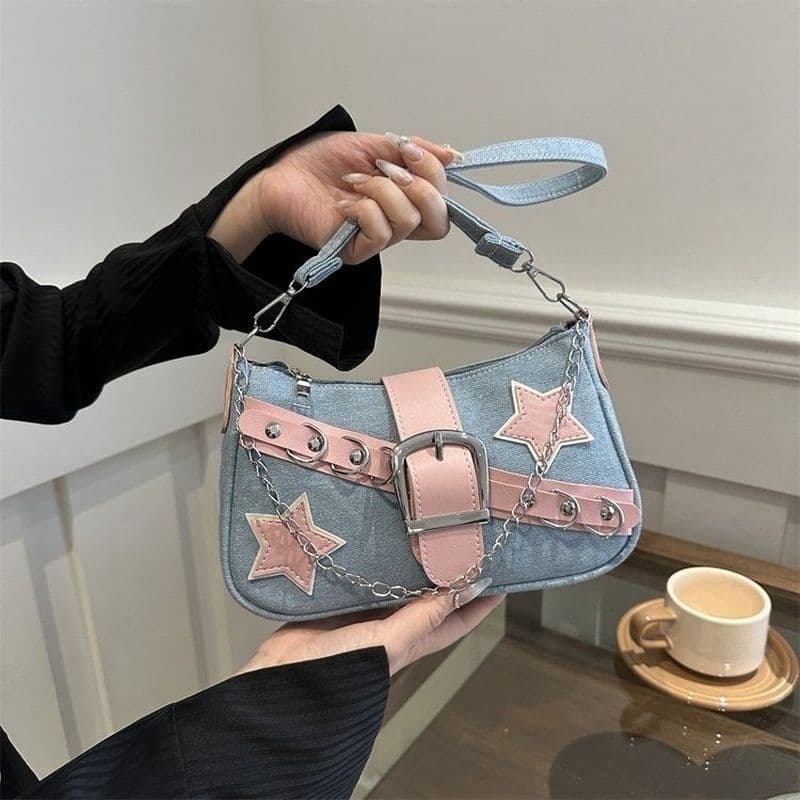 Nicho Baguette rosa bolsa feminina doce legal corrente y2k menina quente axila pedido bolsa de ombro
