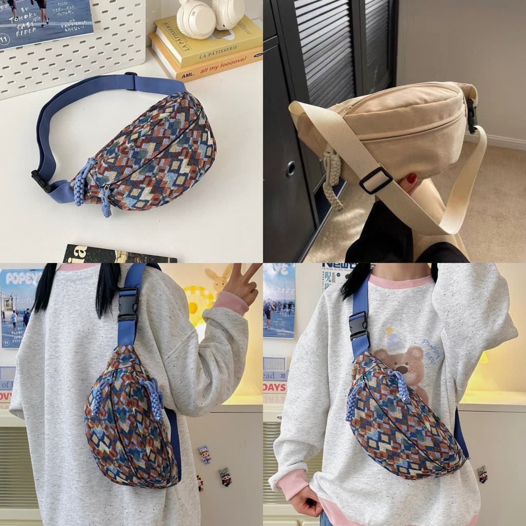 TOMI MITO Bolsa Transversal de Cintura Bolsa de Peito Esportiva Casual Unissex Bolsa de Ombro Simple e Versátil 1040