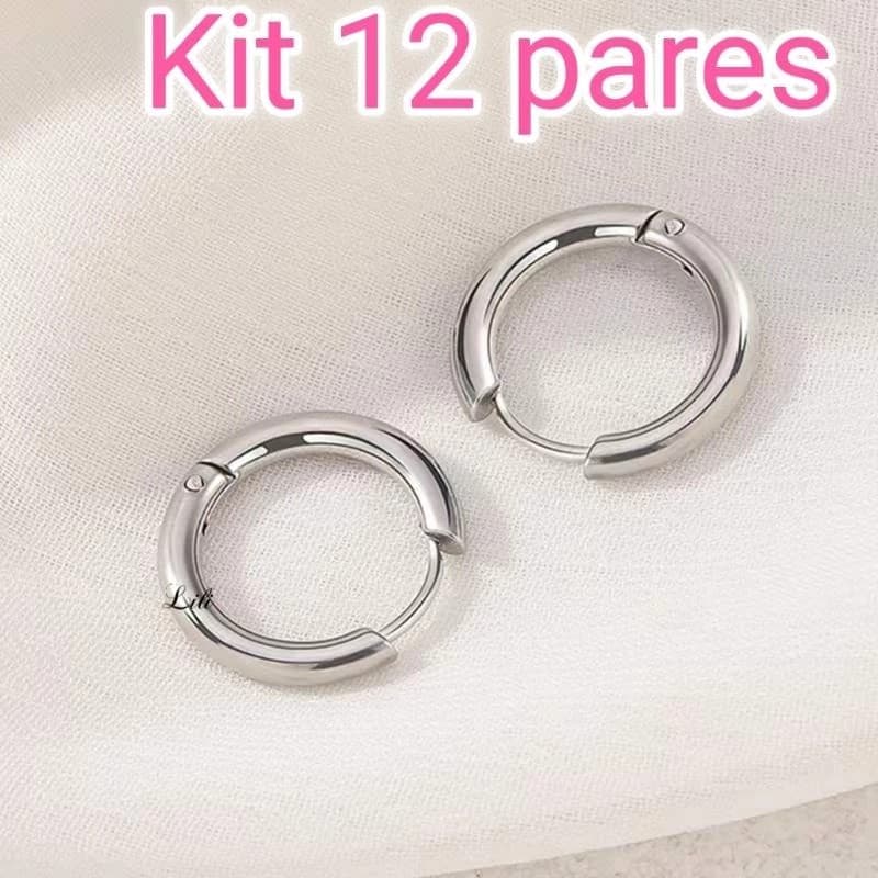 Kit 12Pares Brinco Argola Hipoalergênico De Aço inox Estilo