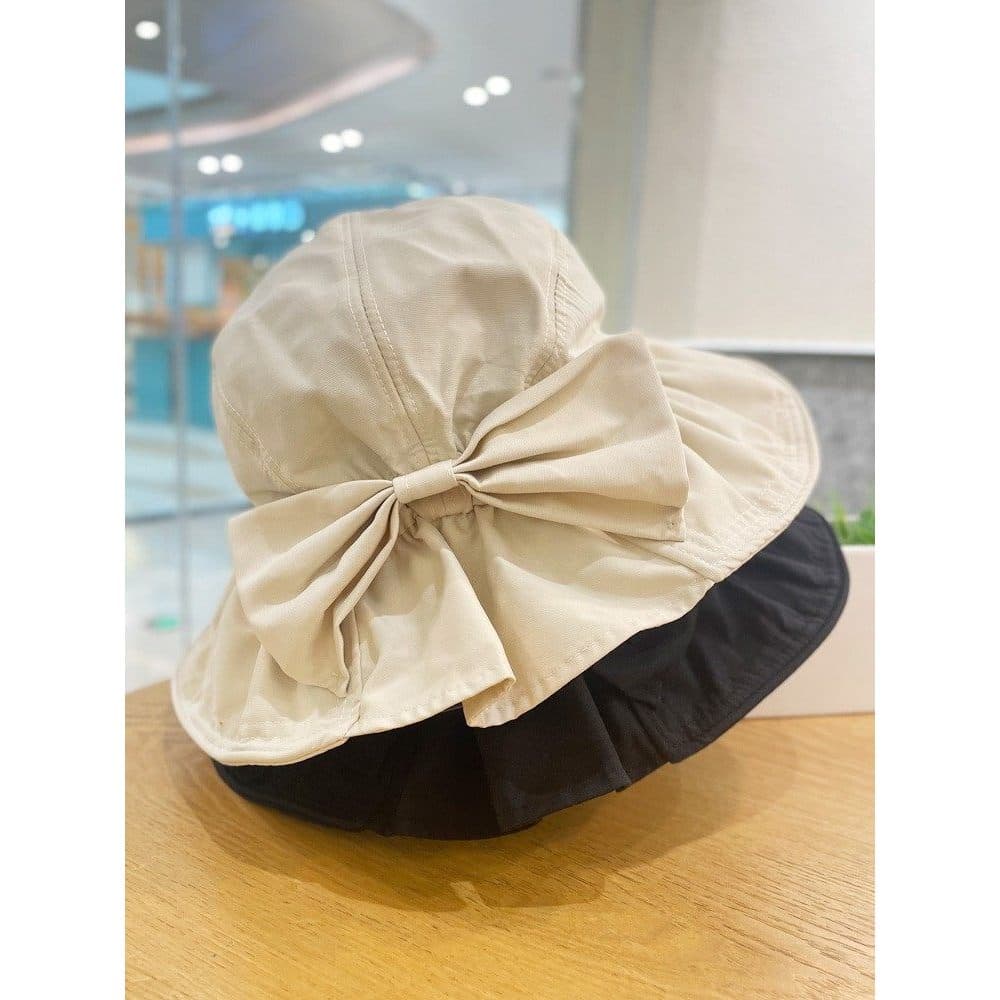 Arco balde chapéu feminino verão novo estilo pára-sol protetor solar olhar rosto pequeno chapéu de sol grande borda viag