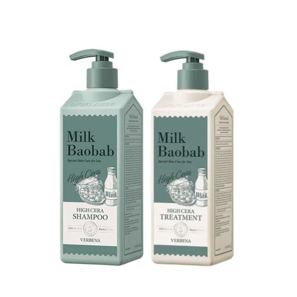 Kit de Tratamento Capilar Coreano Shampoo e Condicionador Milk Baobab High Cera Treatment Verbena - 500ml