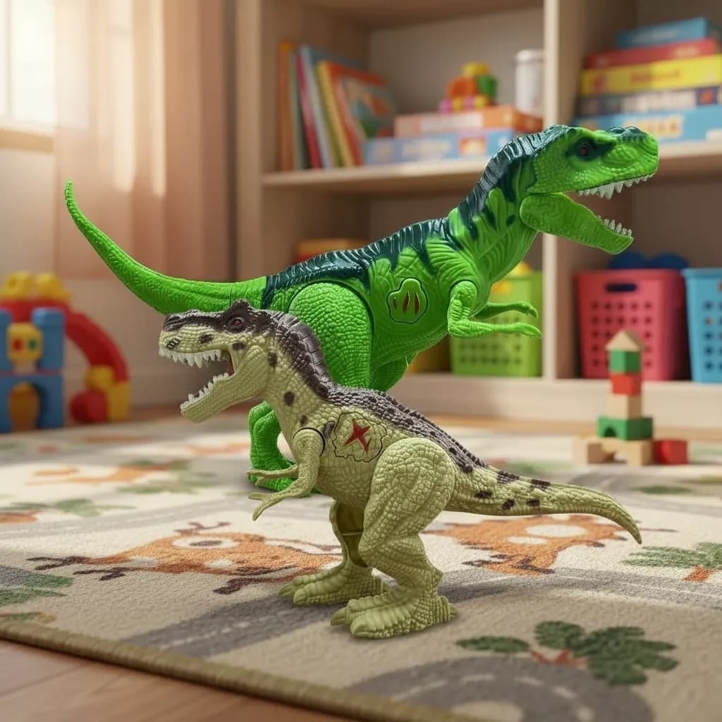 Conjunto 2 Dinossauros Brinquedo Luz Som Movimento Infantil