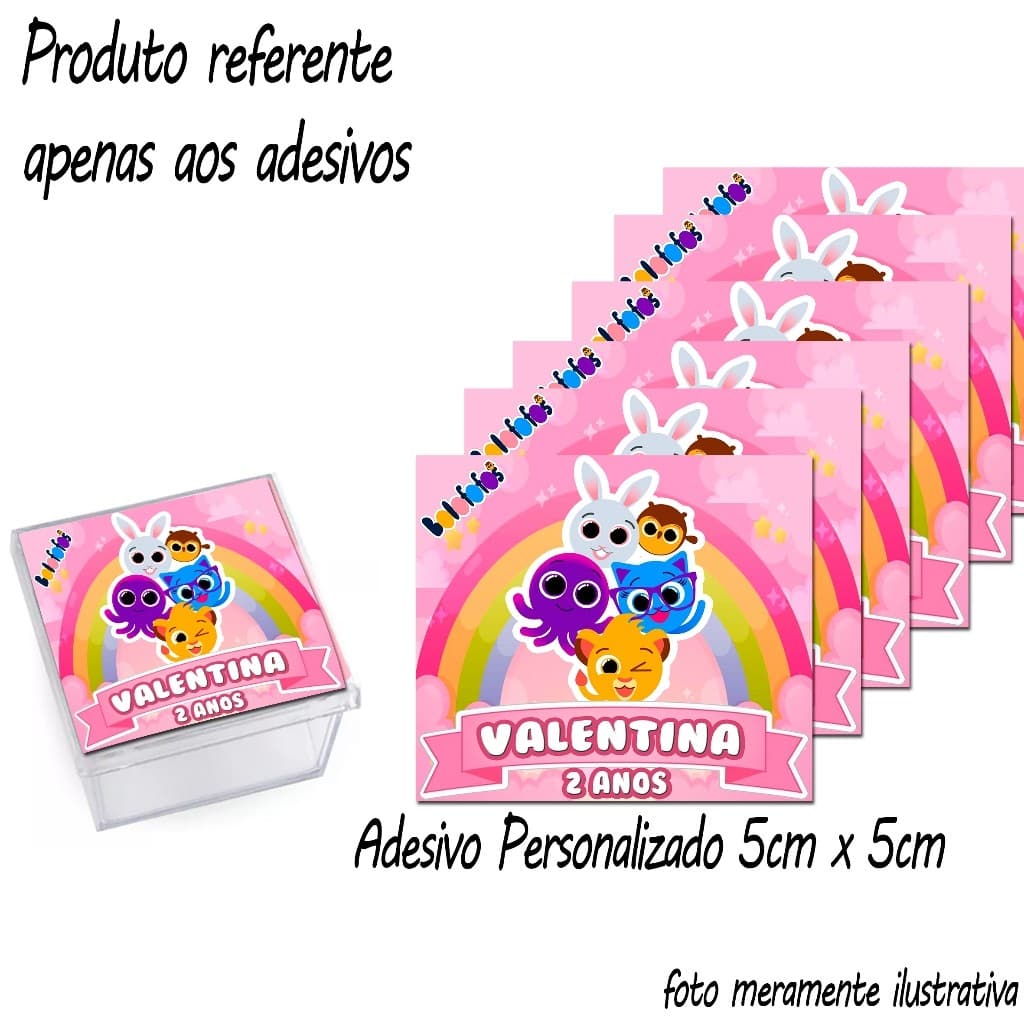Adesivos personalizados 5cm x 5cm Tema Bolofofos para caixinha Acrílica. Lembrancinha pra Festa em geral.