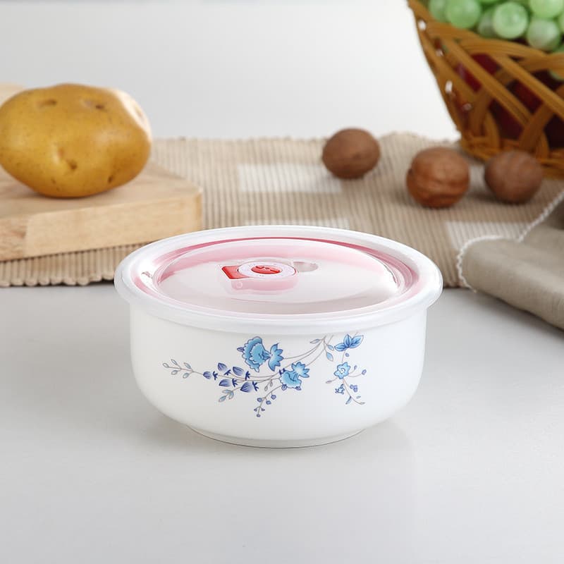 Tigela de cerâmica selada com tampa, geladeira, micro-ondas, lancheira, caixa de manutenção fresca TH