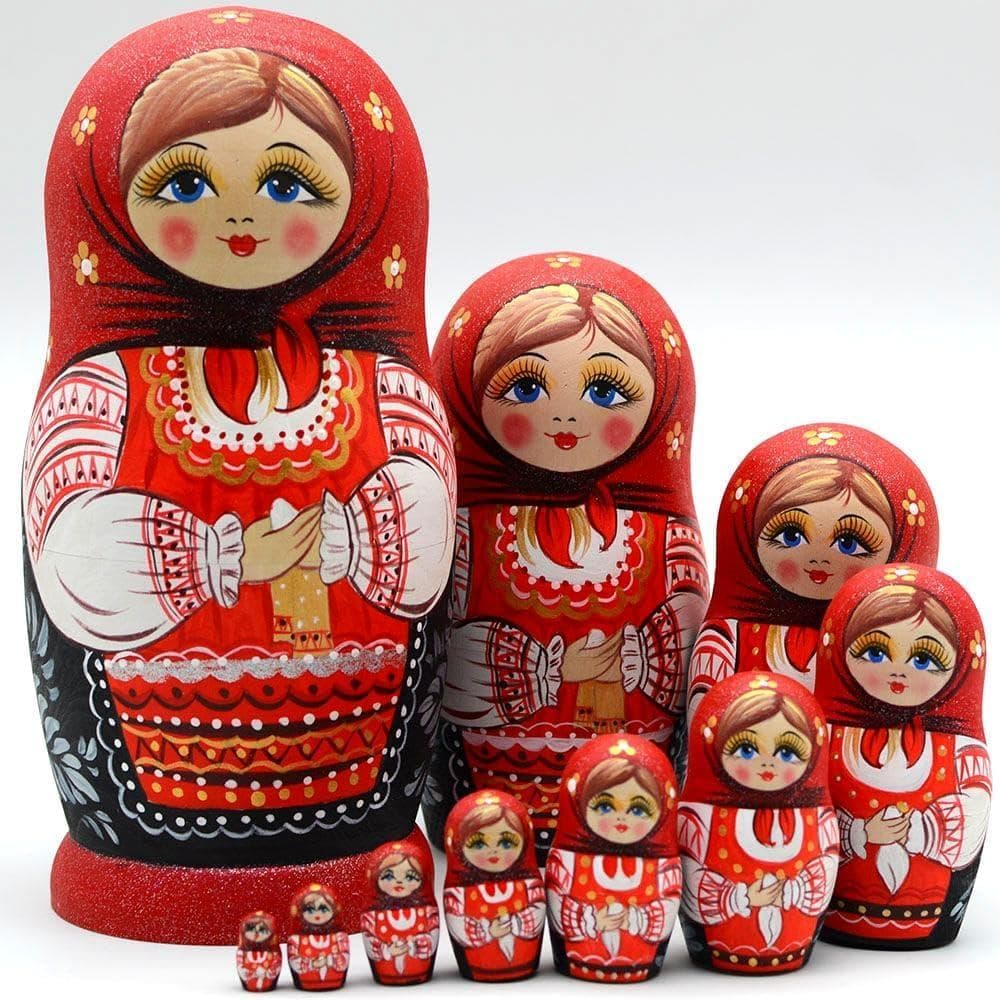 Bonecas Russas Matryoshka para Crianças, 10 Peças Feitas à Mão