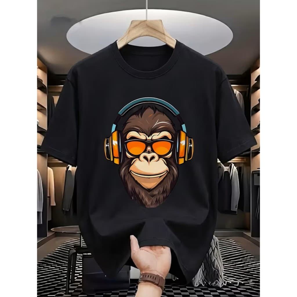 Camiseta Estampada Macaco de fone, Monkey Headphone Strretwear Unissex - 7008