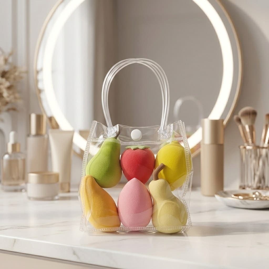 1Pc 2Pcs 3Pcs Esponjas Para Maquiagem Frutinhas Beauty Blender Com Bolsinha Macia Presente