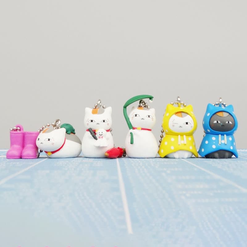 6 Pçs/Set 3-4cm Livro De Amigos De Natsume Anime Figura Mini Madara Monstro Gato Professor Capa De Chuva Guarda-PVC Figu
