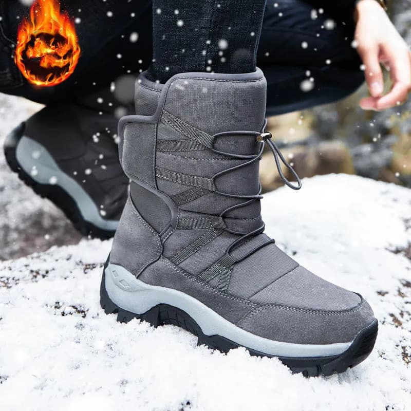 Novas Botas de Inverno Masculinas com Forro de Pelúcia, Botas de Neve de Cano Alto, Unissex, Antiderrapantes, Calçados C