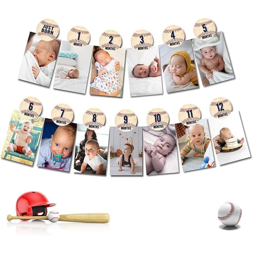 Decorações de Aniversário com Tema de Beisebol, Faixa de Fotos Mensal de Beisebol, Primeiro Aniversário de Beisebol, Fai