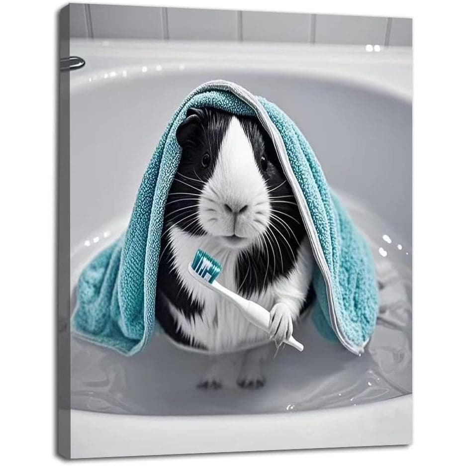 Tela Decorativa de Parede com Animais Engraçados Berlun - Decoração de Porquinho-da-Índia Estilo Fazenda, Imagem Moderna
