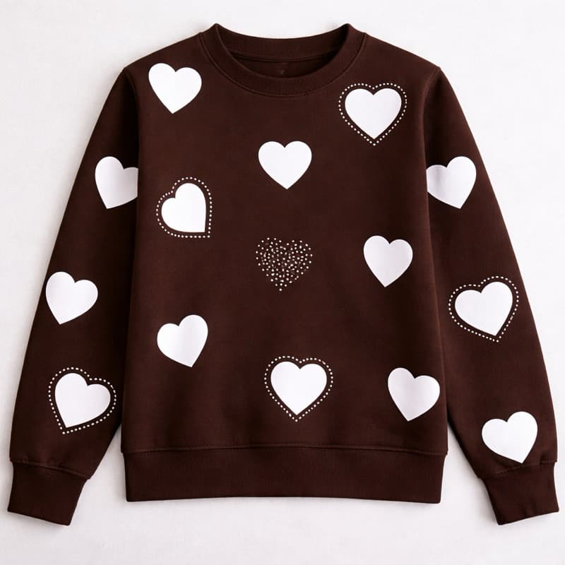 Moletom Feminino Corações Luxo – Estampas Branco, Nude e Bege | Casual Chic Inverno