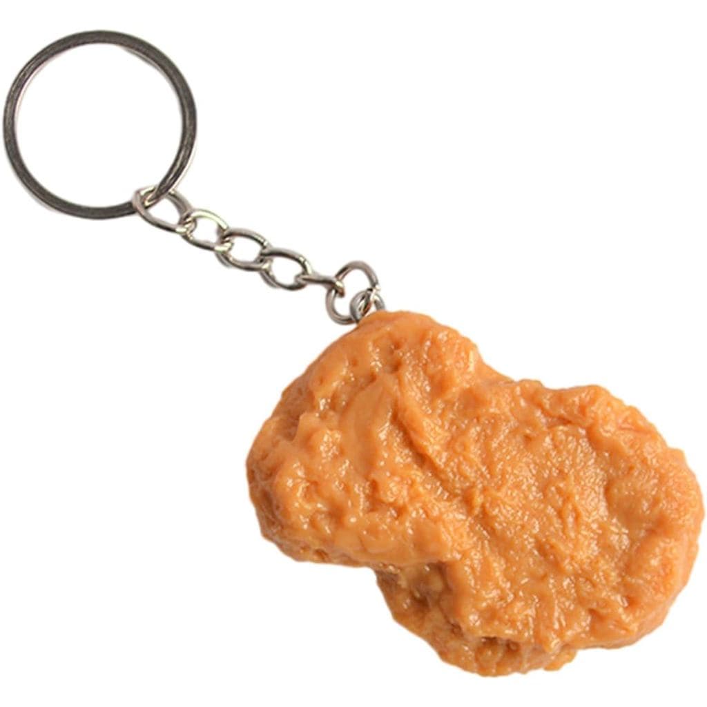 1 unidade de chaveiro amarelo em formato de nugget de frango, chaveiro de comida, simulação de asa de nugget de frango f