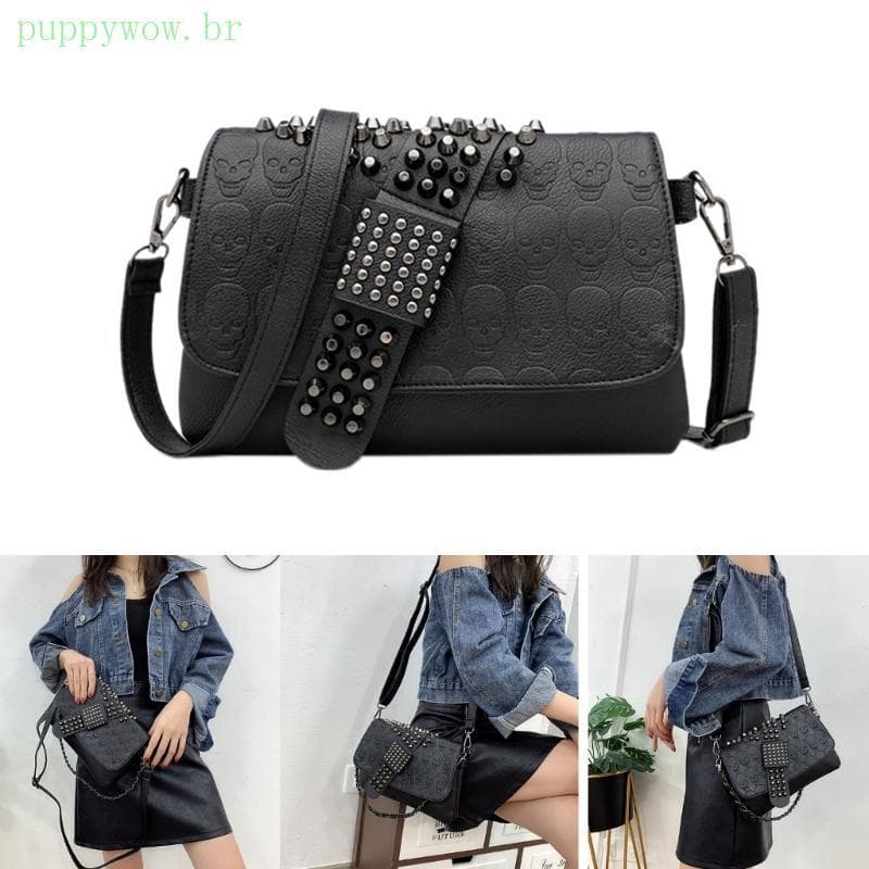PUP Crossbody Saco Do Crânio Punk Bolsa Ombro Casual Plutônio Rebite Sacos Mensageiro Para Adolescentes