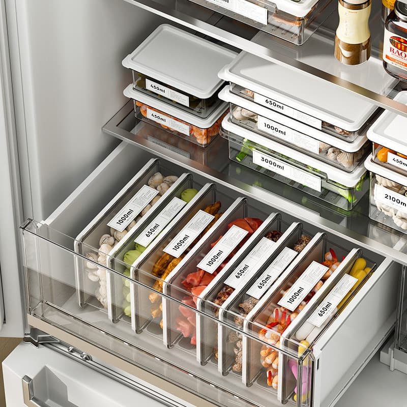 Caixa de plástico transparente para manter fresco, geladeira, selada, caixa de armazenamento de qualidade alimentar com
