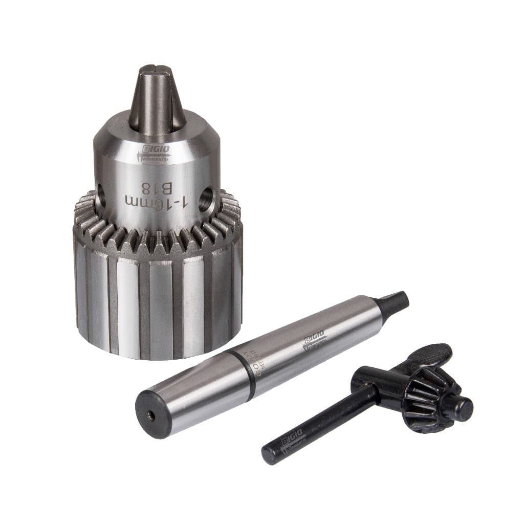 MANDRIL COM CHAVE 5/8 1 A 16MM + HASTE CONE MORSE 2 CM2