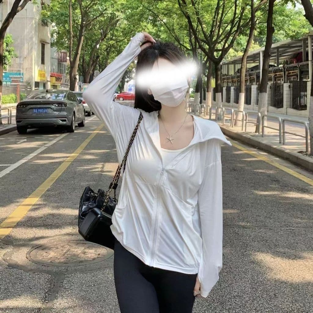 Roupas Femininas De Proteção Solar-Nova Coleção De Verão : Ajuste Solto , Resistente A uv , Seda Gelada , Com Capuz , Re