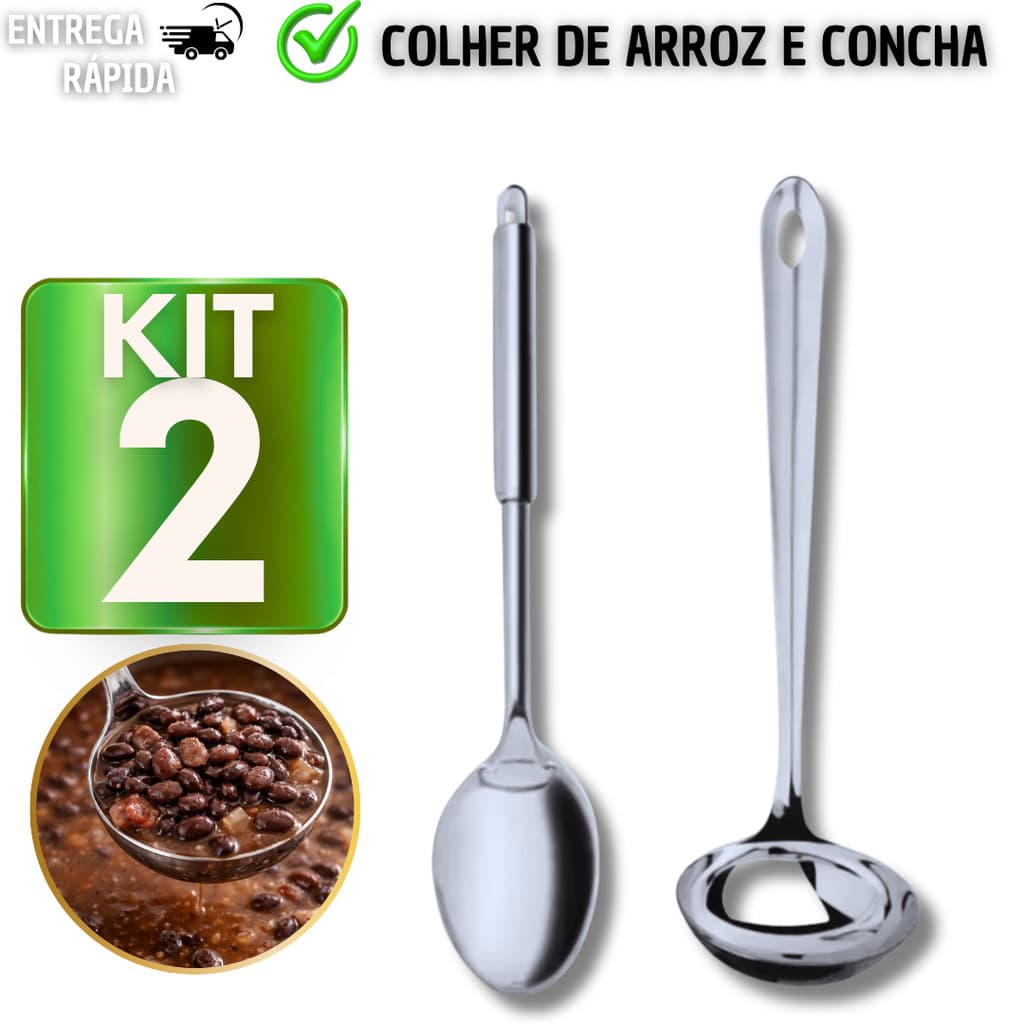 Utensílios Para Cozinha 2 Peças Em Aço Inox Colher De Arroz e Concha para Casa Cozinha Restaurante Buffet