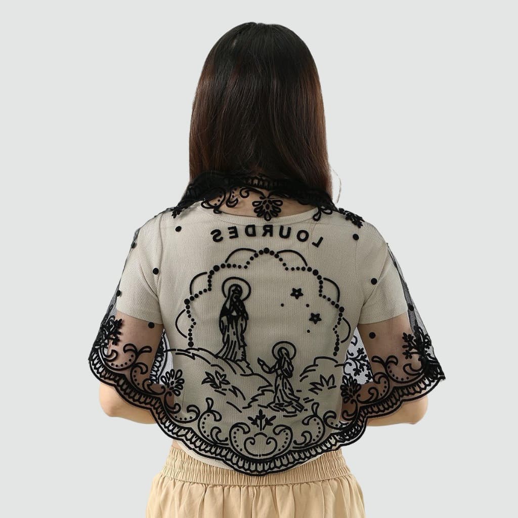 Véus De Mantilla Católico Para Mulheres , Nossa Senhora Reunindo Renda Triângulo Coberturas De Cabeça Lenço De Massa Lat