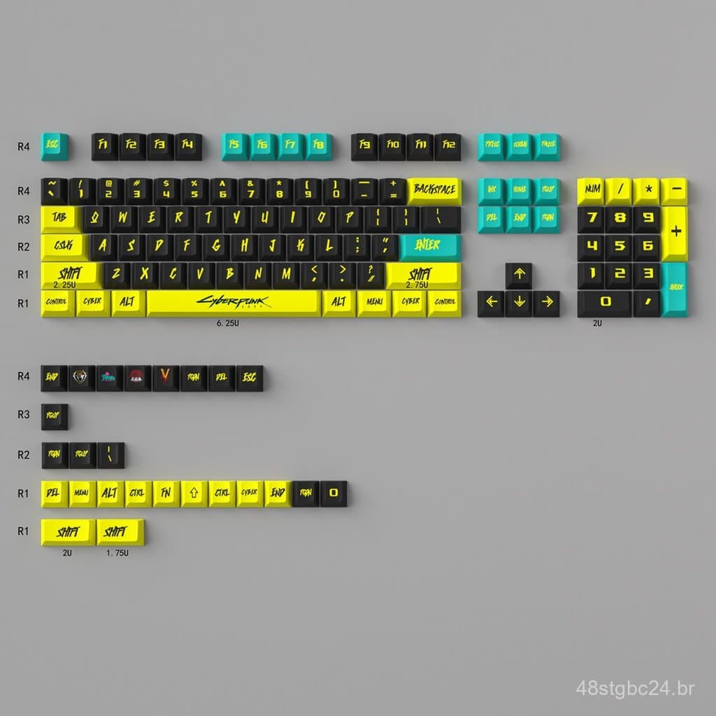 Novo Keycap para Teclado Mecânico Cyberpunk/C64 com Gravação Lateral/Darling Pink PBT Sublimado, Altura Original Cherry,