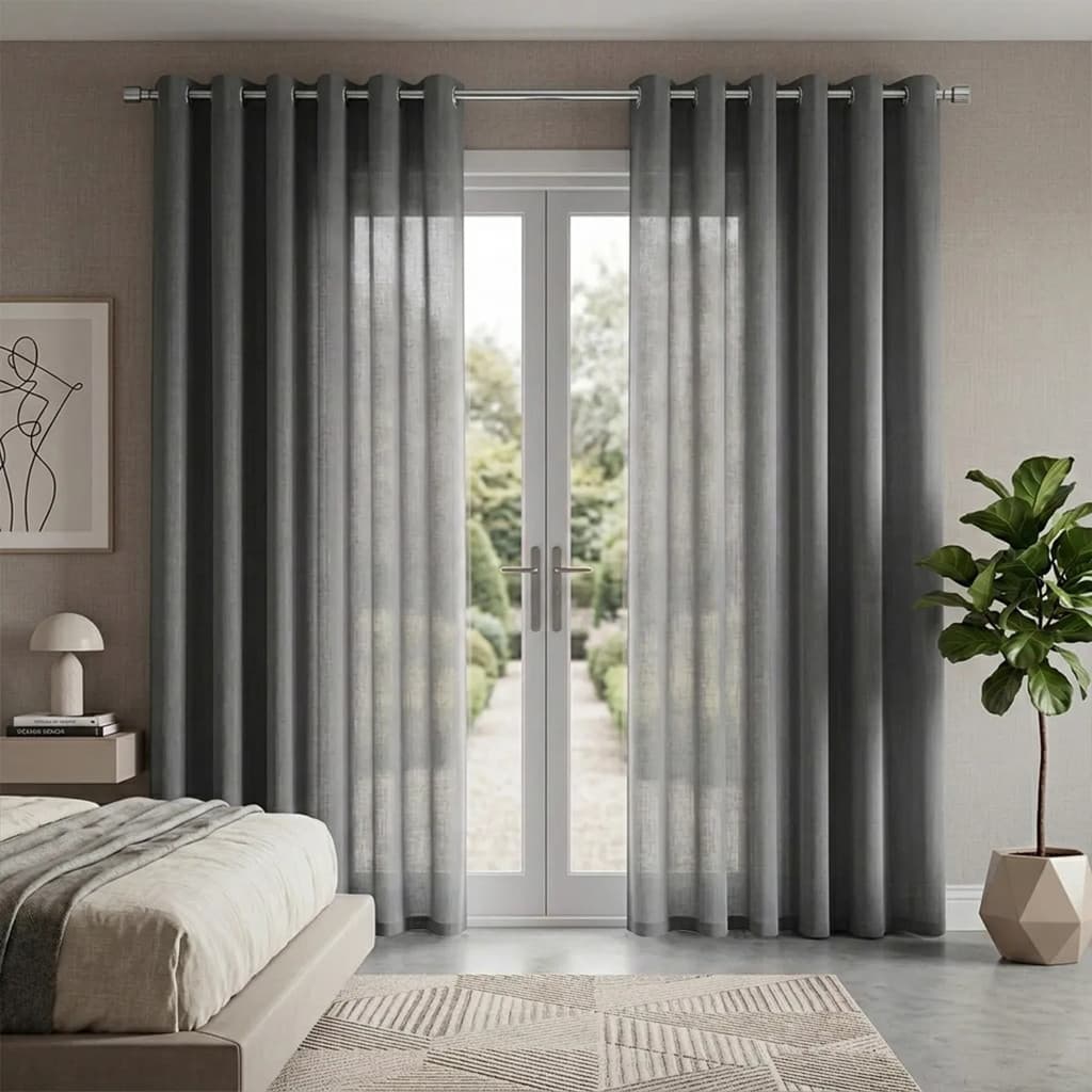 Cortina Flamê Gaze de Linho 3,00m x 2,80m para Sala Quarto Com Ilhós Translucida Voil Moderna Voal