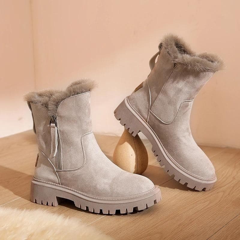 Botas de Inverno para Mulheres, Calçados Forrados de Lã para Mulheres, Botas Simples de Algodão Quentes para Mulheres 2C