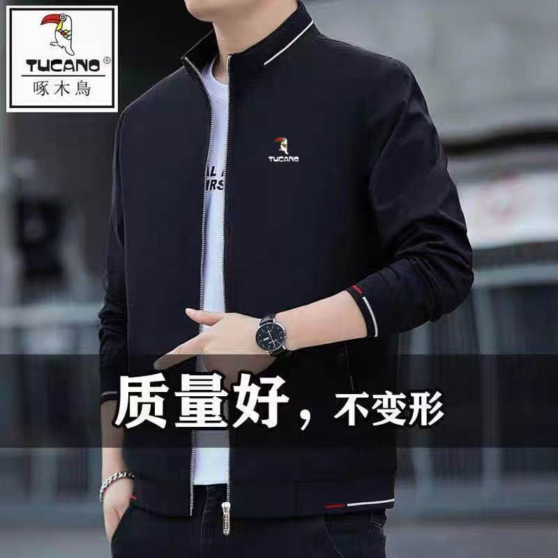 Woodpecker primavera outono novo estilo gola alta jaqueta masculina Casual administração All-Match juventude Street Wear