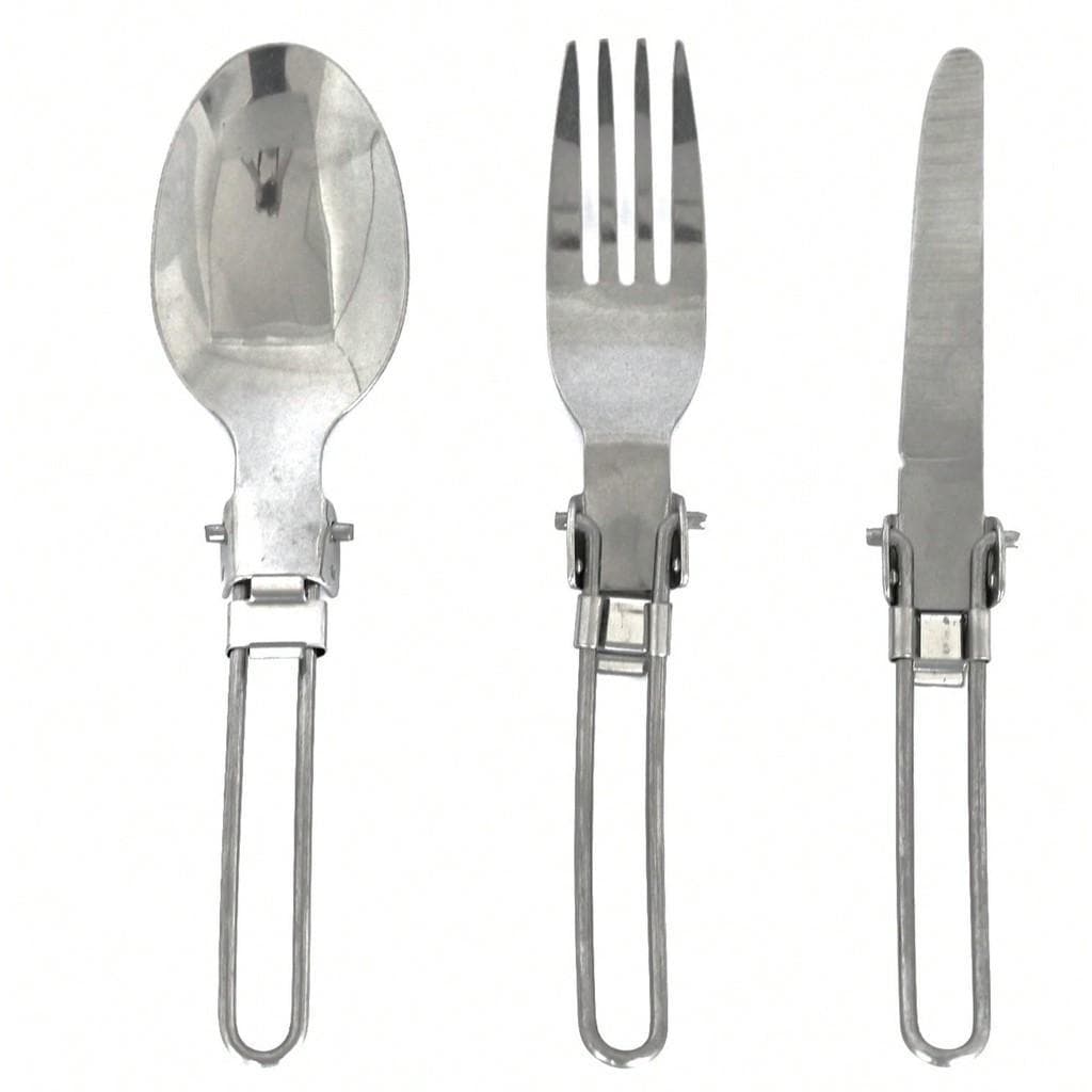 Jogo De Talheres Dobrável Aço Inox Camping Articulado 3x1 Resistente Colher Garfo Faca Com Estojo