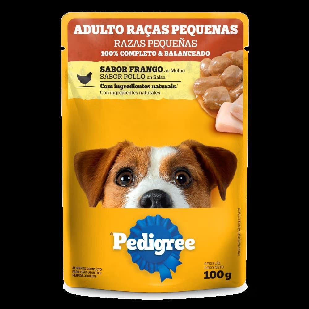 Pack Ração Úmida PEDIGREE Sachê Adulto Raças pequenas Sabor Frango Ao Molho caixa com 18