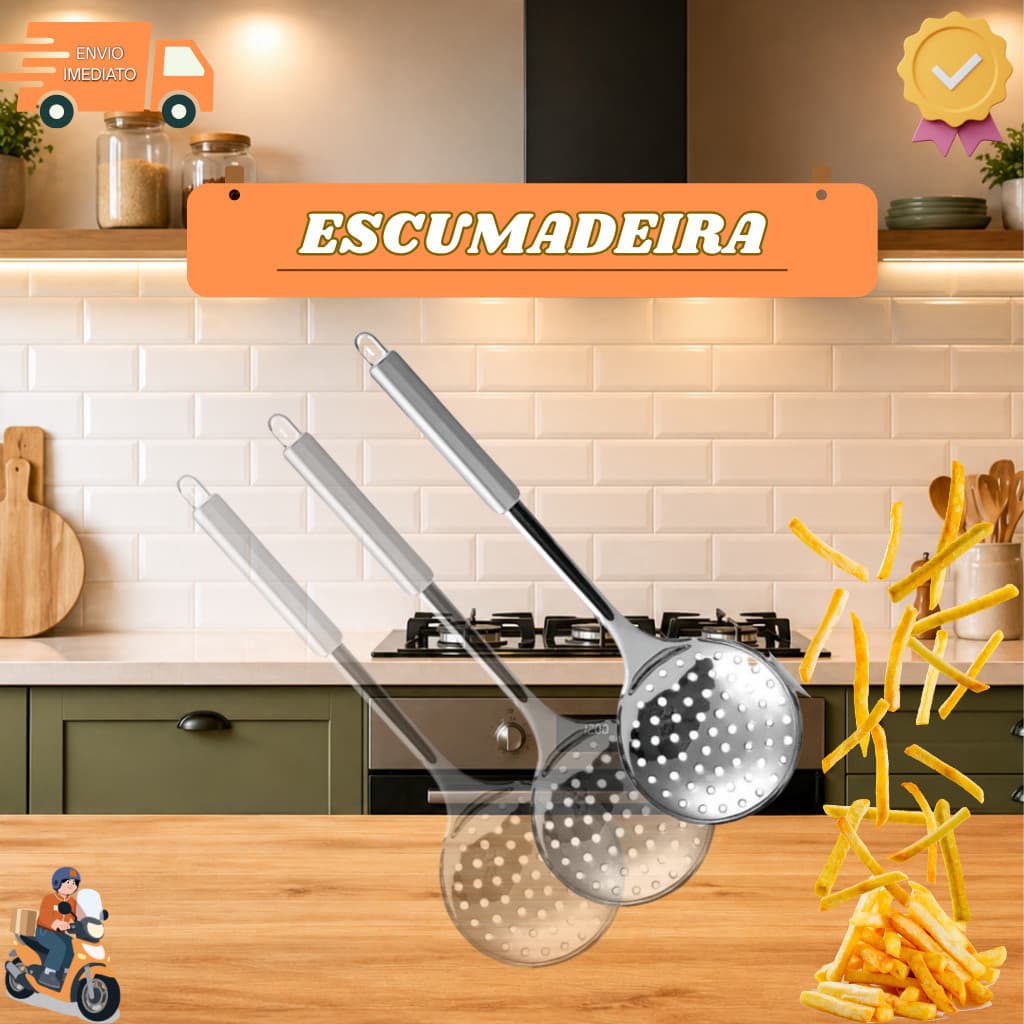 ESCUMADEIRA DE INOX - PRATICIDADE E SOFISTICAÇÃO