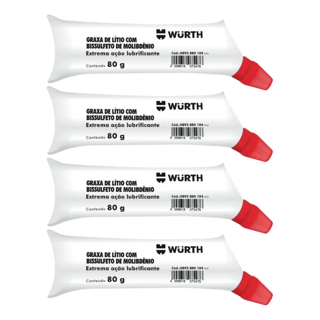 4 Sachê Graxa De Lítio C/ Bissulfeto De Molibdênio 80g Würth