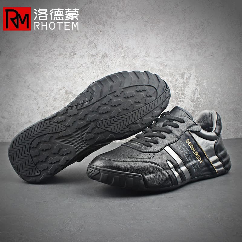 Tênis de couro genuíno masculino de sola grossa aumentado outono inverno 2024 novo estilo masculino pequeno sapatos pret