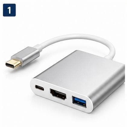oferta! Adaptador USB-C 3 em 1 HDMI + USB 3.0 + USB-C | Hub Tipo C para Notebook, MacBook e Celular promoção