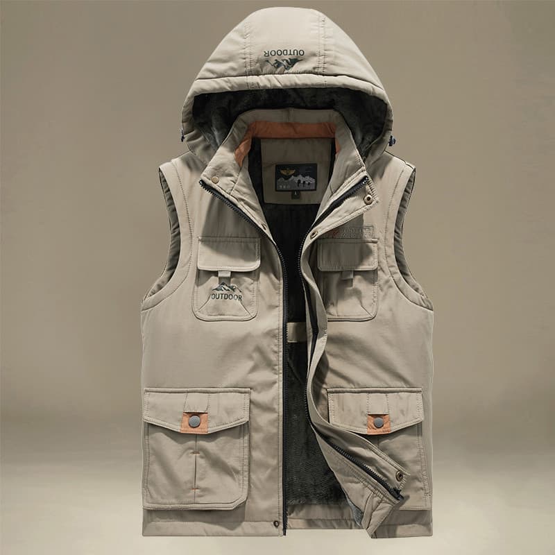 2025 outono inverno novo estilo colete forro de lã masculino engrossado Casual moda colete Multi-saco Workwear jaqueta d