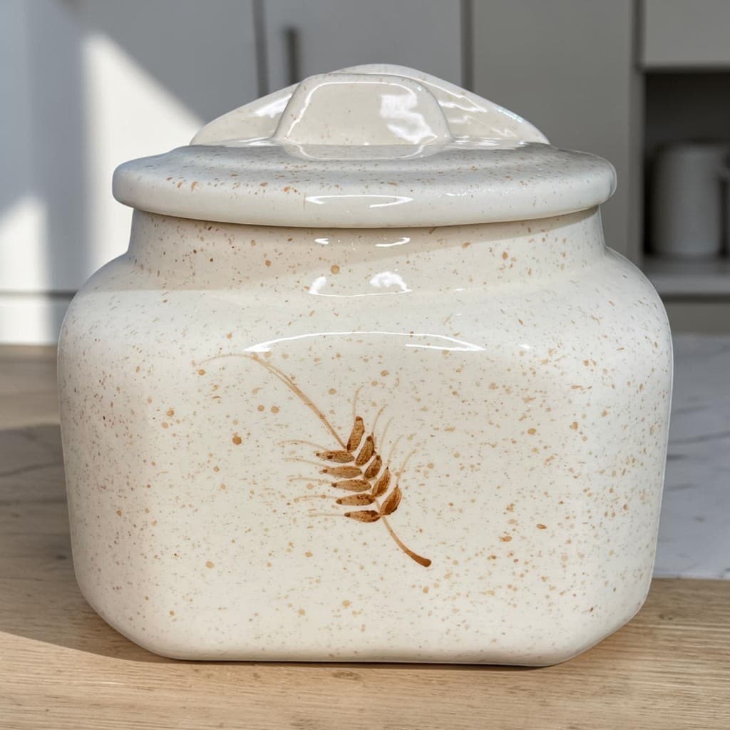 Saleiro Grande De Cerâmica Trigo Chapiscado Decorado a Mão Decoração Cozinha Saleiro