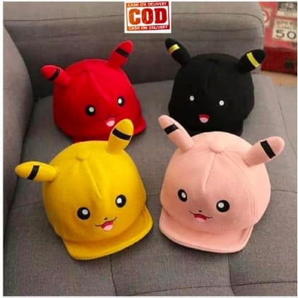 Chapéu infantil com padrão do Pikachu, adequado para meninos e meninas de 1 a 3 anos de idade.