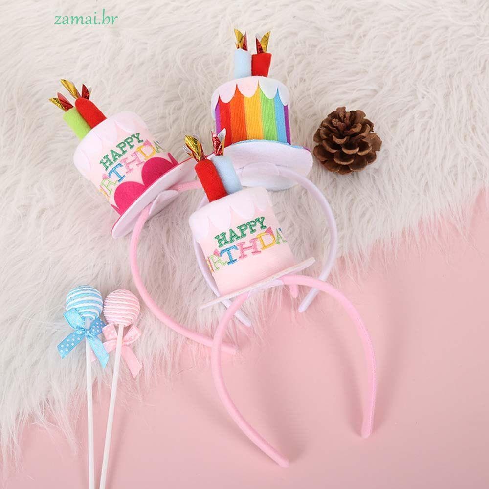 ZAMAI Feliz Aniversário Tiara Faixa De Cabelo Festa Joias De Bolo Em Forma De Decoração