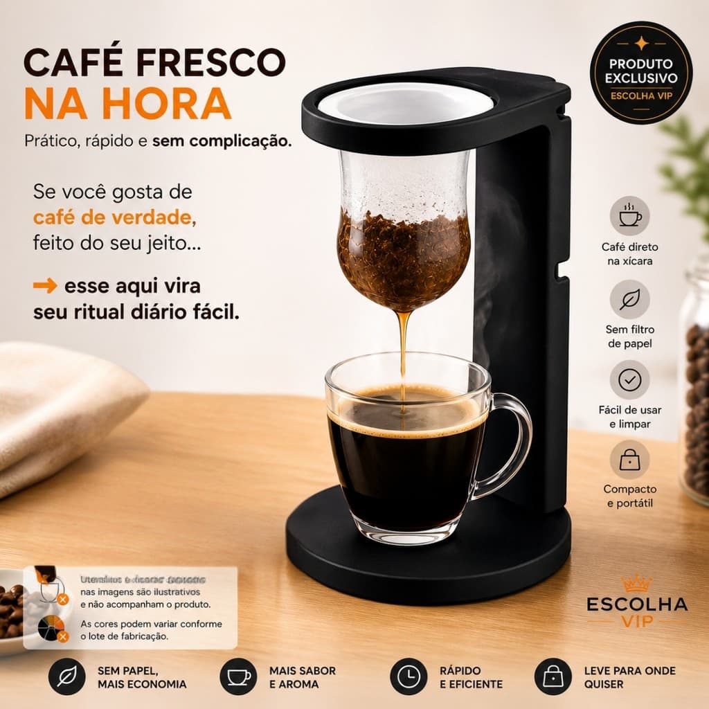 Kit Preparo Café Manual Individual com Suporte Reutilizável