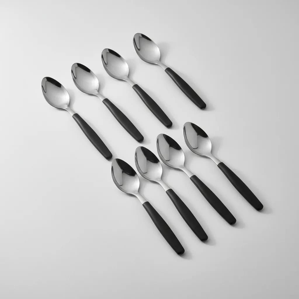 Kit 6 Colheres Sobremesa Inox Fosco Preto Talheres Resistentes