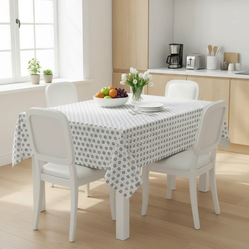 Toalha De Mesa Rendada Margaridas Roxo Rolo 1,40x20m Vinil Pvc