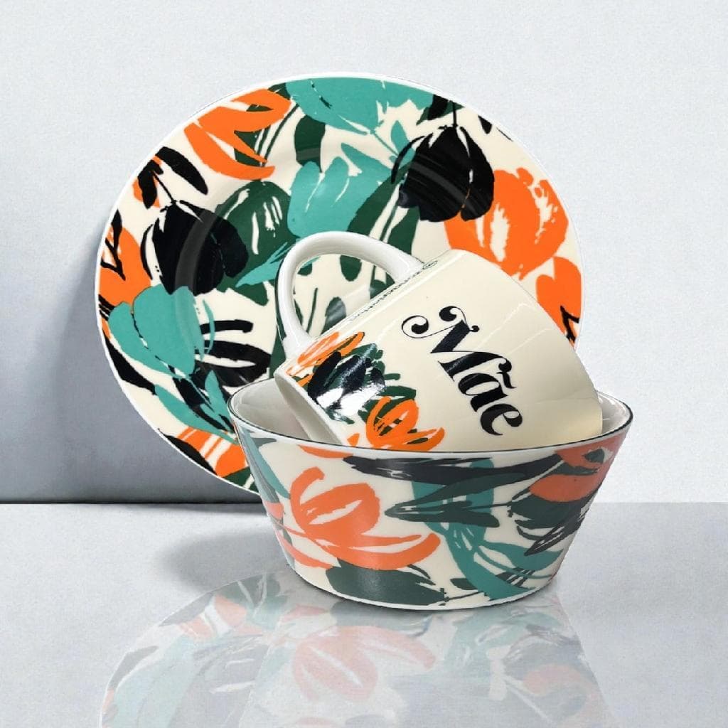 Kit BreakFast Cerâmica Caneca Bowl Prato Personalizada Mãe
