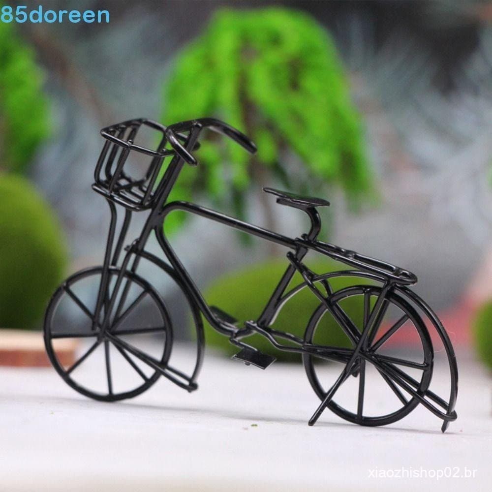 DOREEN1 Modelo De Bicicleta , Miniaturas Pequena De Arte Em Ferro , Casa De Bonecas Preta De Simulação Artesanal Vintage