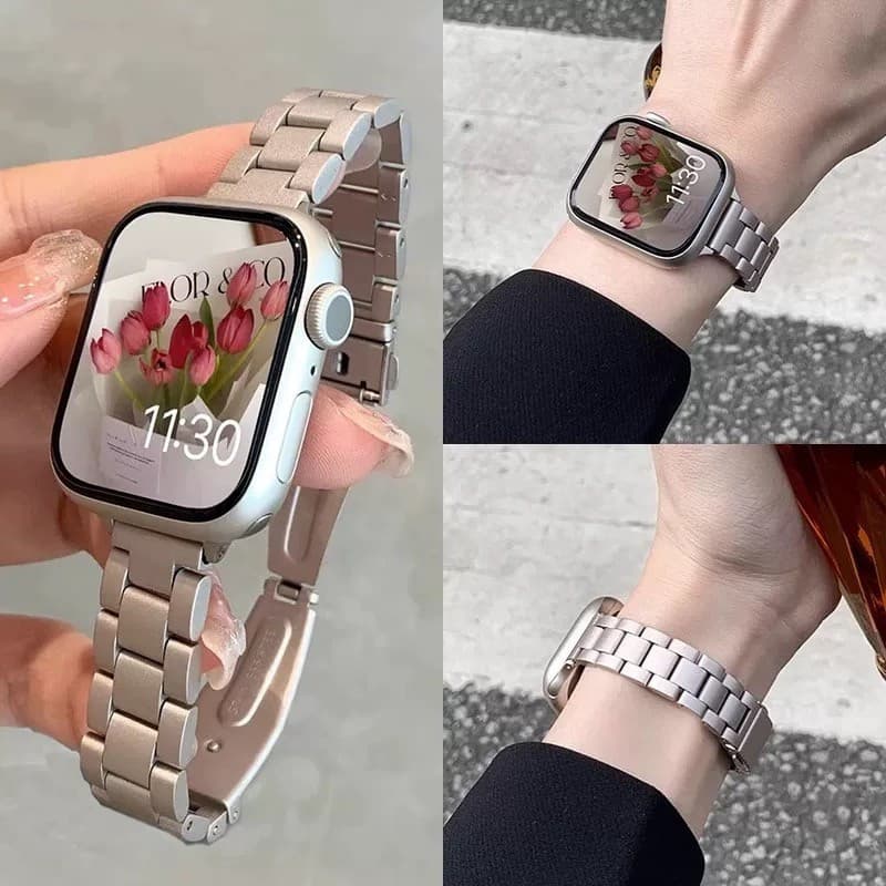 Pulseira Fina Para Apple Watch Band 40mm 41mm 42mm 45mm 44mm 46mm 38mm 49mm De Metal De Aço Inoxidável Iwatch Série 10 9