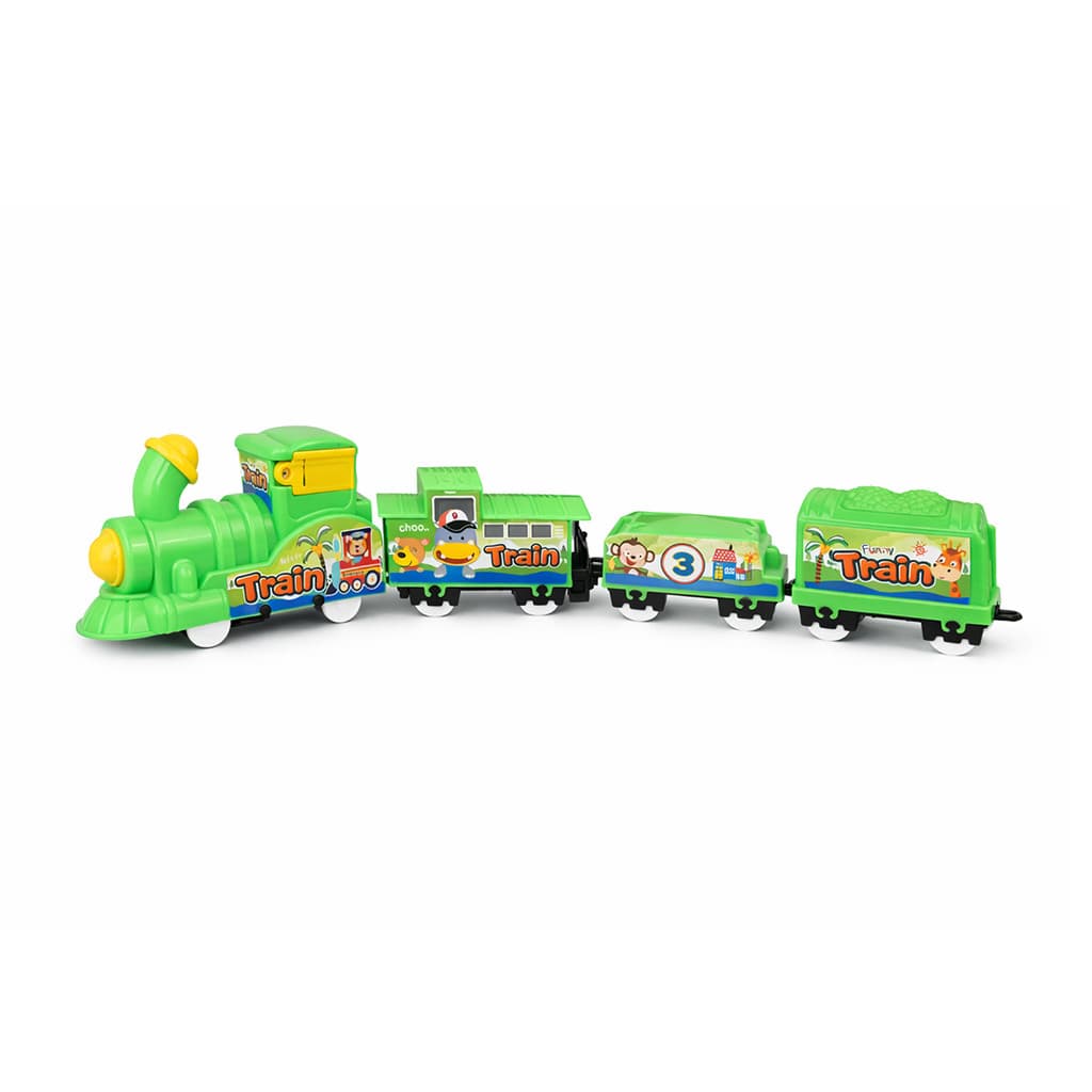 Mini Trenzinho Elétrico de Brinquedo à Pilha com Trilhos Luzes e Efeito Sonoro - Verde
