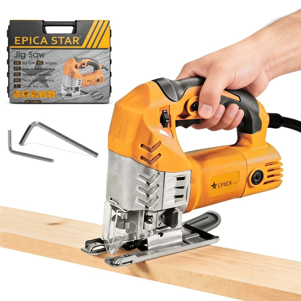 Serra Tico-Tico Elétrica Epica Star 750W - Multifuncional para Madeira, Metal e PVC com Ajuste de Ângulo